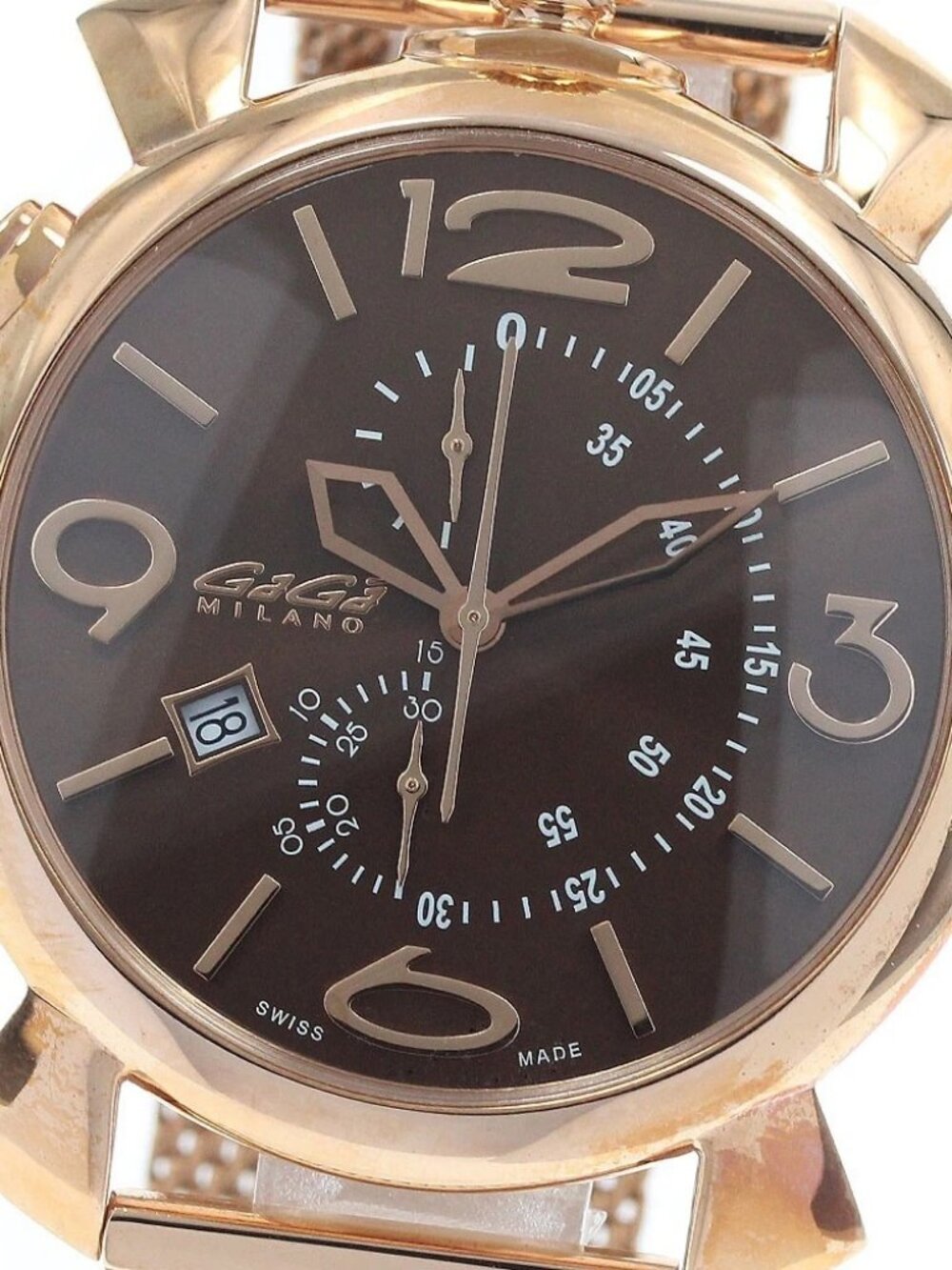 GaGa MILANO Manuale Thin Chrono 5098.03BR Date Chronograph QZ Men's Watch